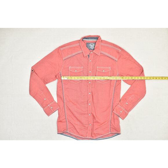 BKE Men's Orange Athletic Fit Long Sleeve Snap Button Shirt Size XL Pearl Snap - Picture 3 of 8